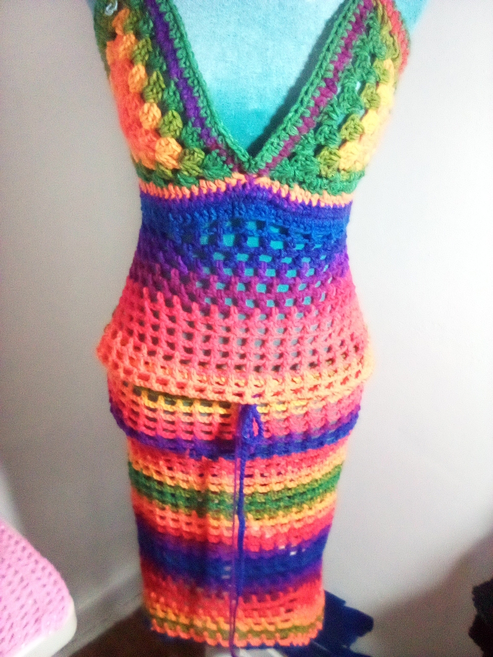 Handmade Rainbow Crochet Skirt - Vibrant Multicolor